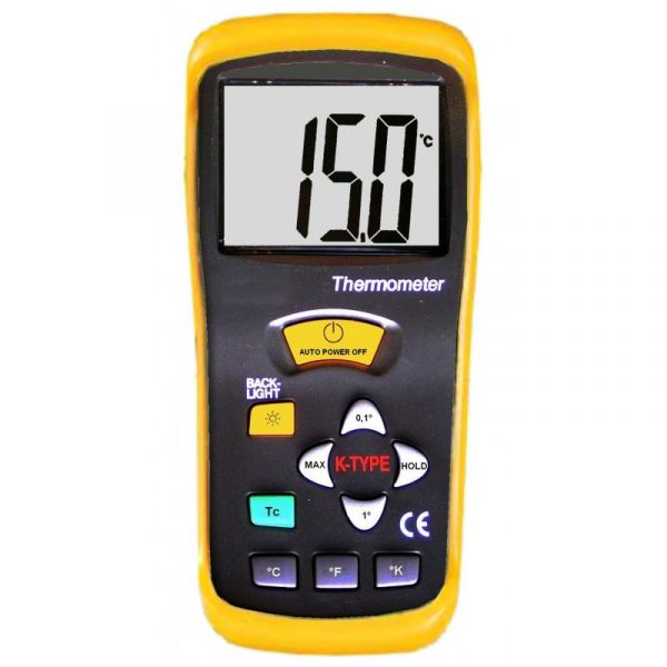 Thermomètre type K universel - Ecran GEANT - Sonde filaire type K - Mémoire MAXI